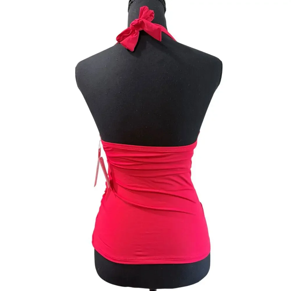 NWT! Bleu Rod Beattie Kore Halter Tankini Top Swim Scarlet Red - Size 6 - Picture 5 of 8